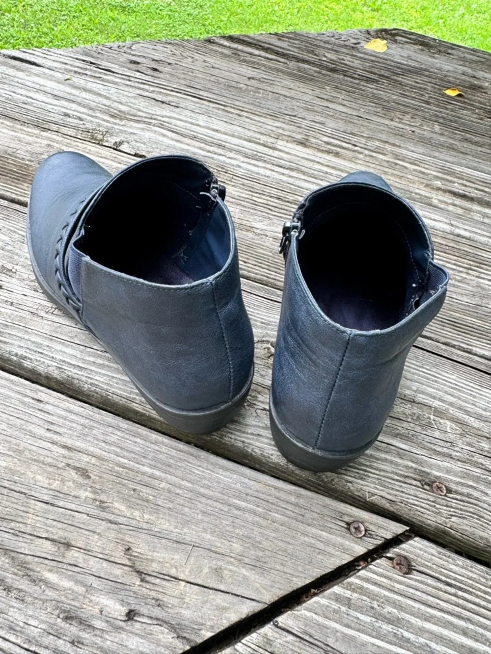 Easy Street 9W Blue Ankle Booties Wide Width Comfort Wave Insole